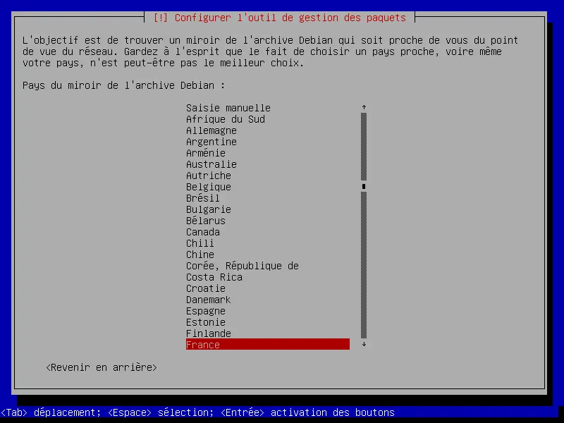 debian installation configurer l'outil de gestion des paquets