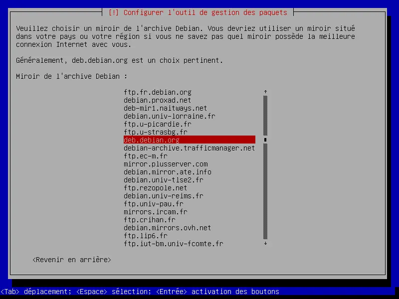 debian installation configurer l'outil de gestion des paquets