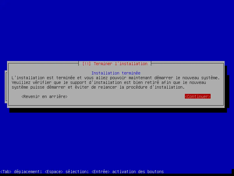 debian installation terminer l'installation