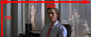 capture du film american psycho avec patrick bateman et la taille de l'image en pixel