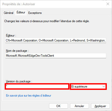 Configuration d’une règle AppLocker applicable à toutes les versions du package