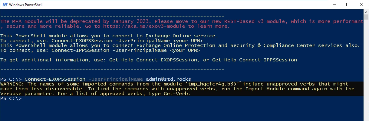 Console PowerShell Microsoft 365