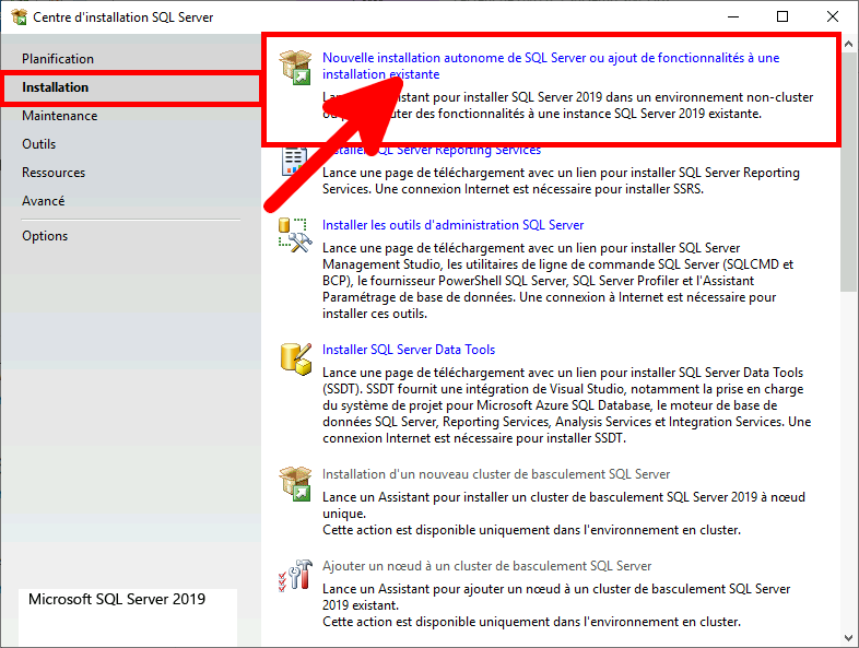 MSSQL | Centre d'installation SQL Server