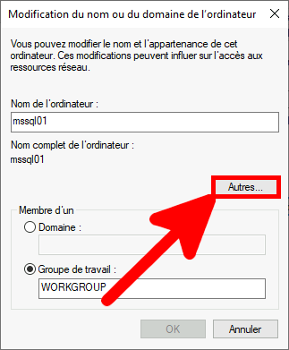 Windows | Modification du nom ou du domaine de l'ordinateur.