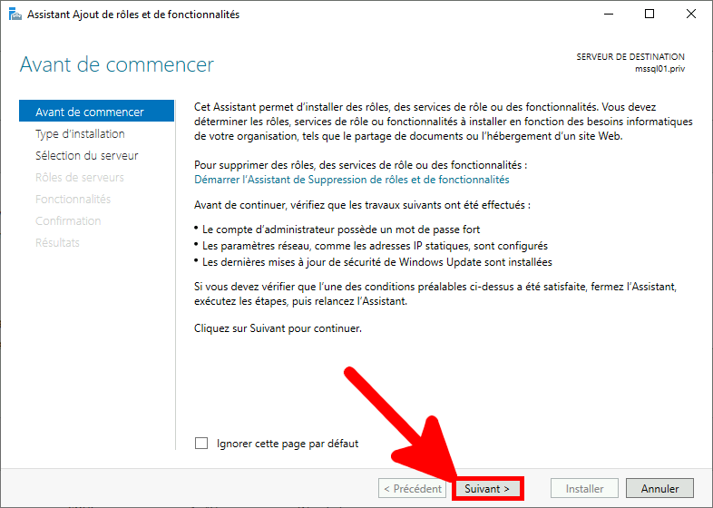 Windows | Assistant ajout de rôles et de fonctionnalités, avant de commencer
