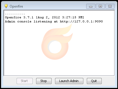 fenêtre windows d'état du service openfire