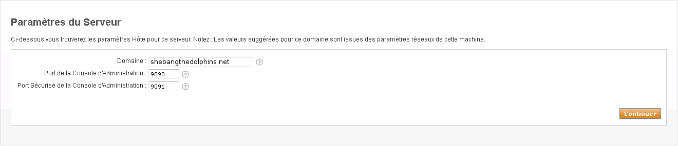 Installation d'OpenFire, paramètres du serveur