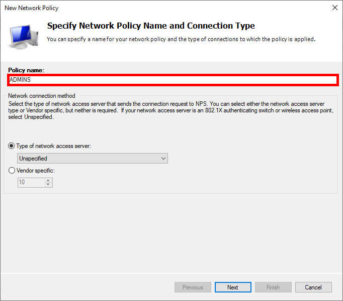 Capture d'écran de la nomination de la Stratégie réseau dans la configuration Ubiquiti Wi-Fi RADIUS