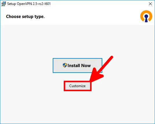 Installation d'OpenVPN choose setup type