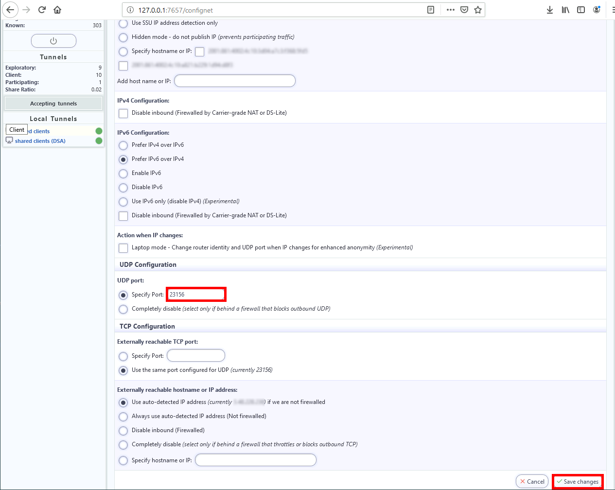 I2P UDP port configuration