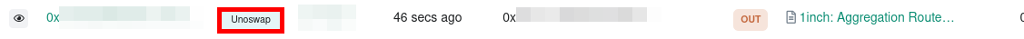 The gnosisscan.io web page with an Unoswap transaction