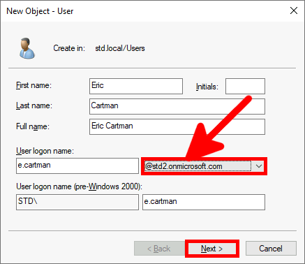 Active directory users and computers | New Object