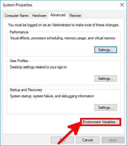 System Properties Window